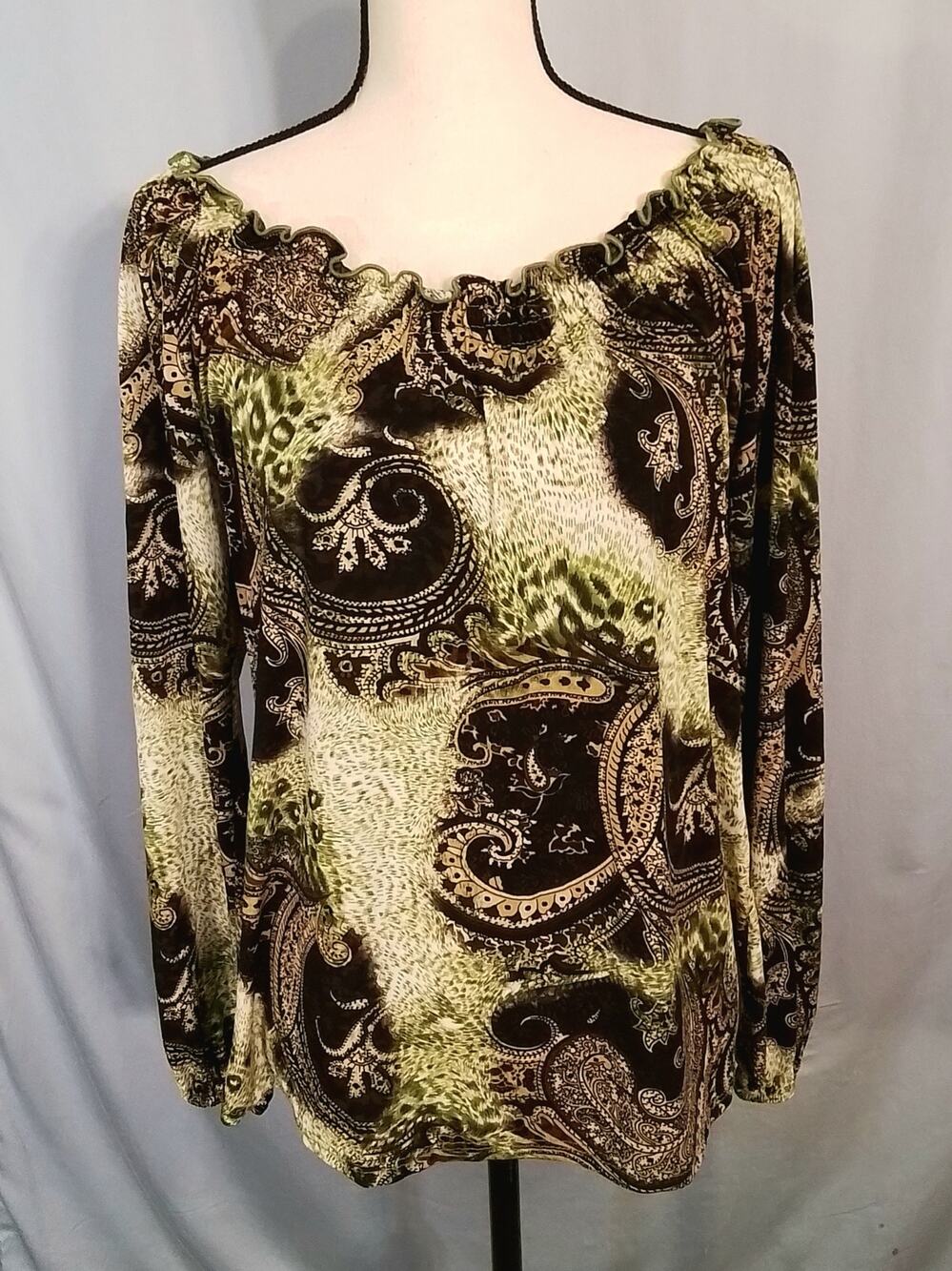 Carol Rose blouse Green and brown